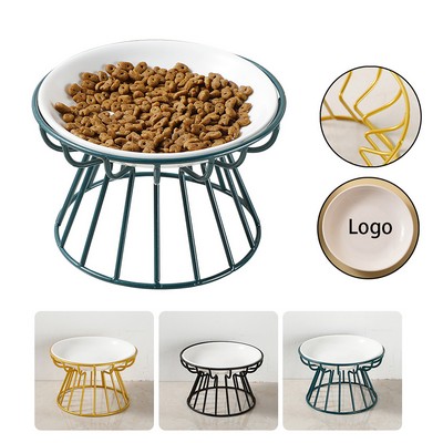 Metal Stand Elevated Raised Ceramic Dish Cat Bowl