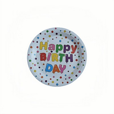 Polka Dot Gold Rim Compostable Paper Plate Set for Birthday Parties