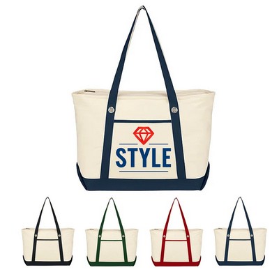 Large Cotton Canvas Sailing Tote Bag