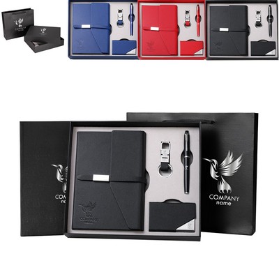 4-in-1 Executive Notebook Set-Card Holder & Keychain