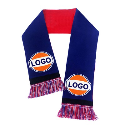 Knitted Stadium Soccer Scarf With Fringe