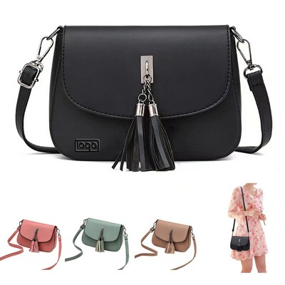 PU Leather Tassel Crossbody Bag