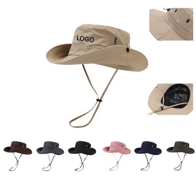 Wide Brim Boonie Hat with Chin Strap