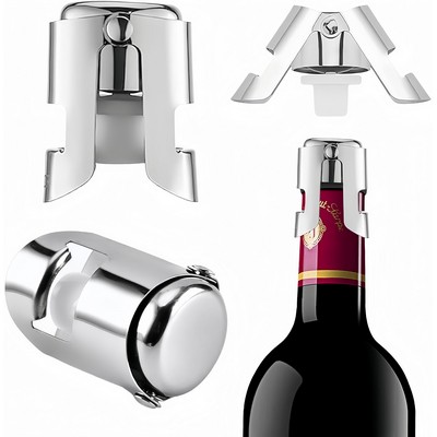 Stainless Steel Wine Bottle Stopper with Silicone Air Tight Seal