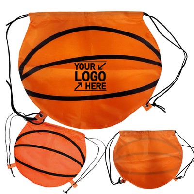 Basketball Shaped Drawstring Backpack