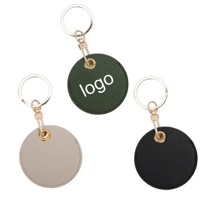 Round PU Leather Keychain