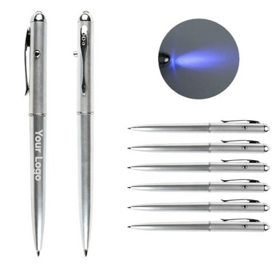 Silver LED Light-Up Ballpoint Pen