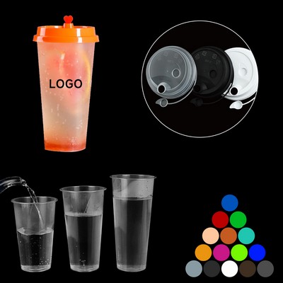 16 Oz Disposablefrosted Plastic Cup W/Lid