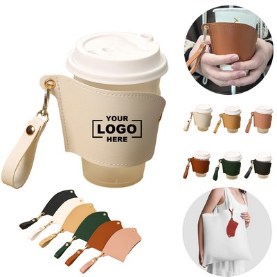 Removable PU Leather Coffee Mug Sleeve