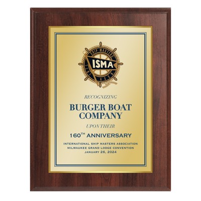 8" x 10" Cherry Finish Plaque w/ Full Color Sublimated Imprint and Back Plate