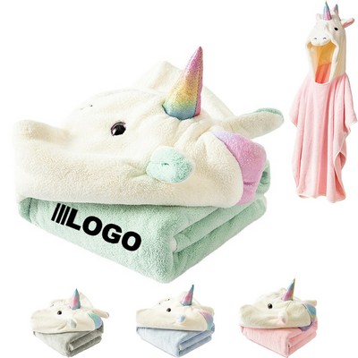 Unicorn Hooded Towel Warm Poncho