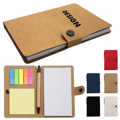 Button Notebook Steno Pads&Pen