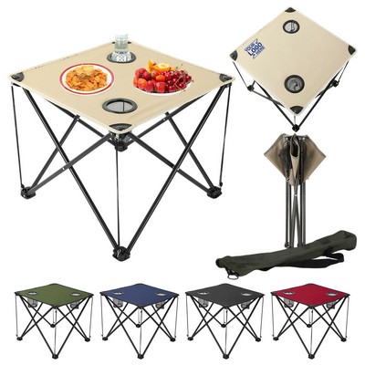 Foldable Camping Table with Drink Holders and Carry Bag