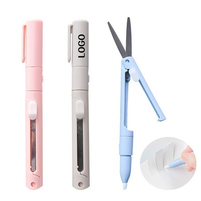 2-in-1 Pen Style Scissors With Paper Cutter