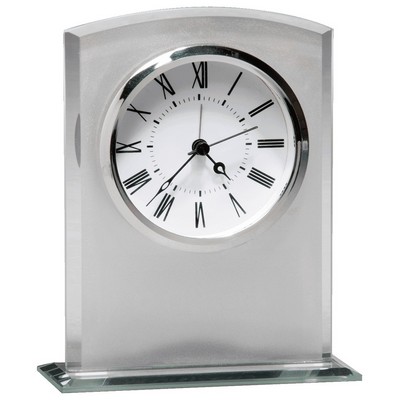 Glass Clock w/Frosted Top, Polished Edge and Base - CLK78