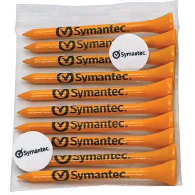 Golf Tee Combo Pack - (10) 3 1/4" Tees, (2) Ball Markers
