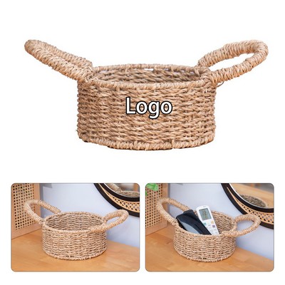 Handwoven Seagrass Round Storage Basket