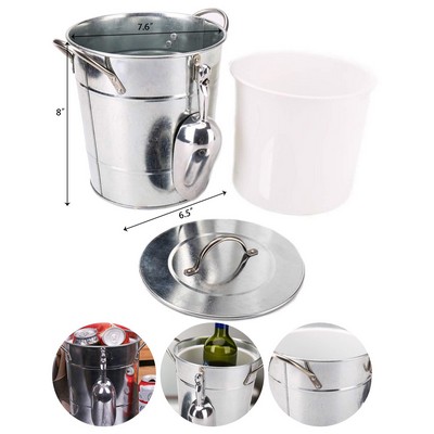 4L Double Walled Ice Bucket Set With Lid Scoop