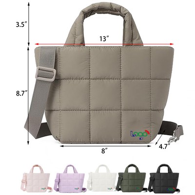 Quilted Puffy Purse Nylon Shoulder Handbag