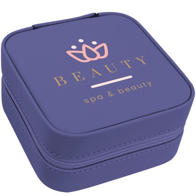 Purple Leatherette Travel Jewelry Box