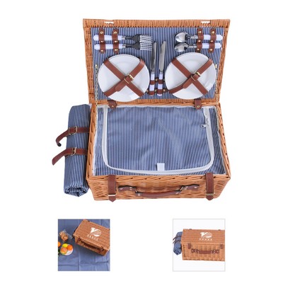 Wicker Picnic Basket Set for 4 Persons