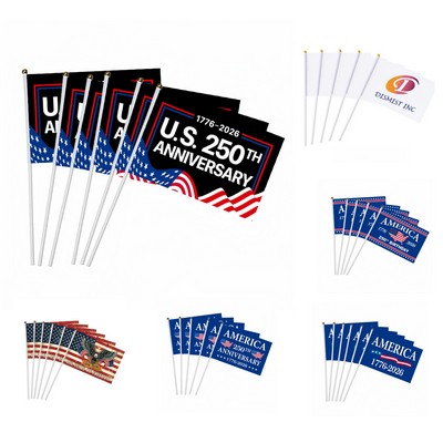 Custom 8.3" x 5.5" American 250th Anniversary Hand Held Flag