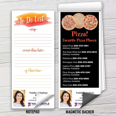 Full-Color Magnetic Notepads - Pizza Places (3 1/2" x 8")