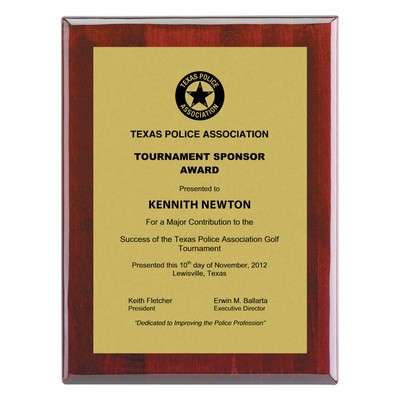 Plaque -12"x15" Piano Wood Plaque w/ Plain Gold Plate (10"x13")