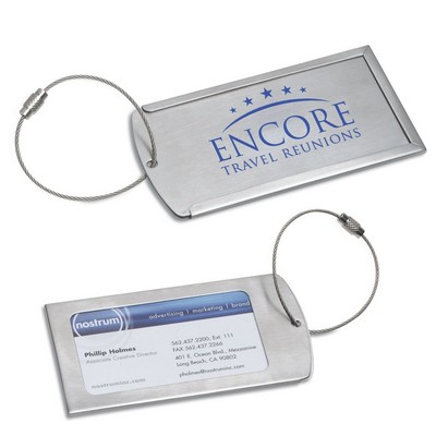 "Prestige" Brushed Metal Luggage Bag Tag (Full Color)