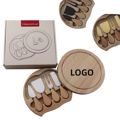 Oak Wood Cheese Board With 4 Cheese Tools Set