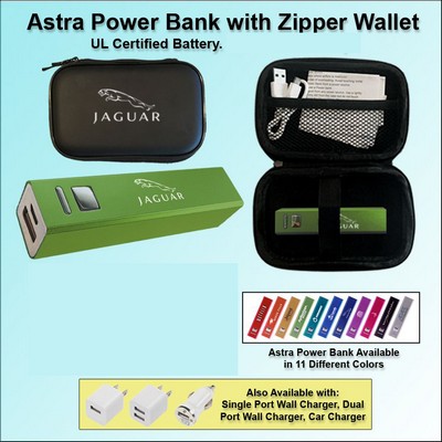 Astra Power Bank Gift Set in Zipper Wallet 2200 mAh - Green No Extra Tariff