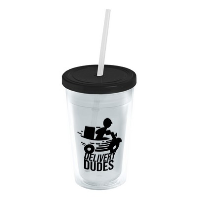 Garyline® Transparent Tumbler with Straw Lid - 16 oz.