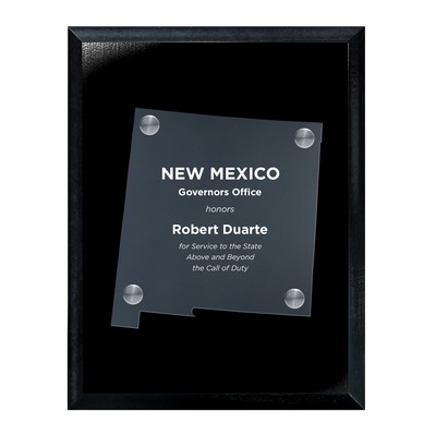 Frosted Acrylic NM State Cutout on Black Plaque