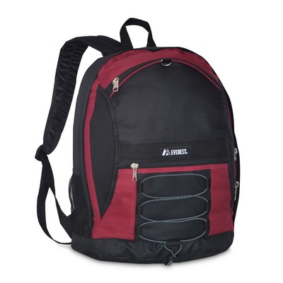 Everest Two-Tone Backpack with Mesh Pockets, Burgundy Red/Black, 25.9L