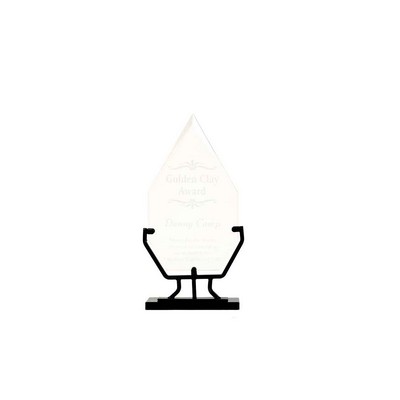 9 3/4" Diamond Vintage Glass Award with Iron Base