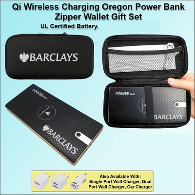 Qi Wireless Charging Oregon Power Bank Zipper Wallet Gift Set 10000 mAh No Extra Tariff