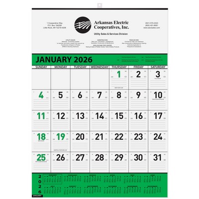 Contractor 13-Month Calendar w/1 Color Imprint (18"x25")