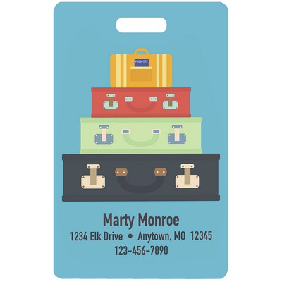 2.1" x 3.4" White Aluminum 2-Sided Luggage Tag with Slot