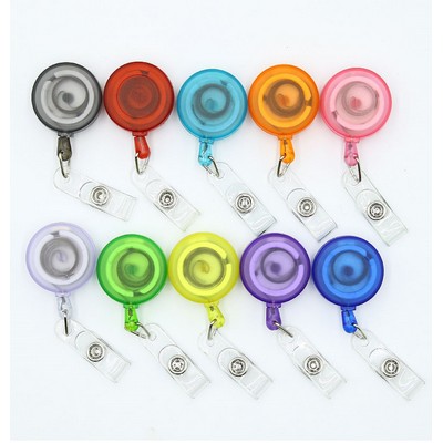 Round Transparent Badge Reel Holder w/ Belt Clip