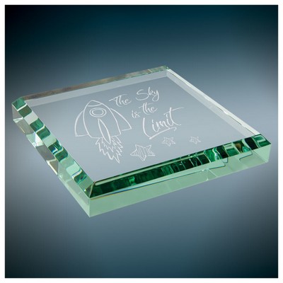 3" x 3" x.5" Jade Glass Paperweight