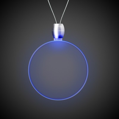 24" Blue Round Light-Up Pendant Necklace(Laser Engraved)