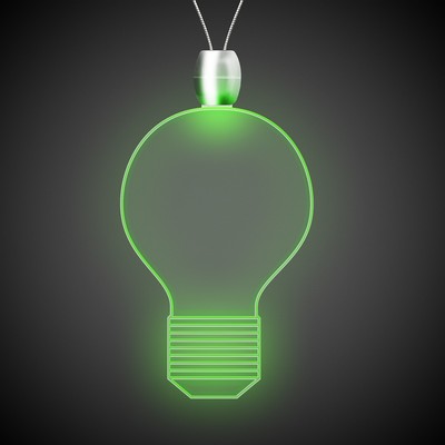 24" Green Light Bulb Light-Up Pendant Necklace(Laser Engraved)