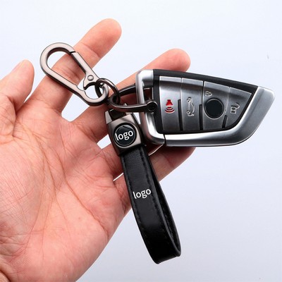 Leather Car Key Ring Metal Car Key Ring Replacement Logo Car KeyRing