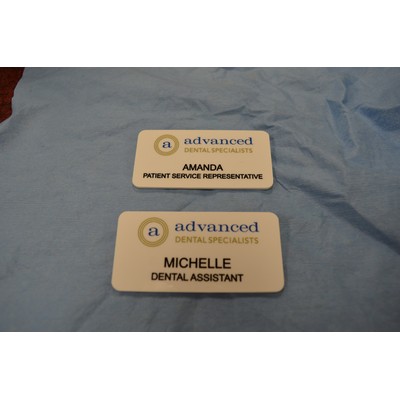 1.5" x 3" Gold Printed Name Badge w/Unlimited Color and Magnetic Finding
