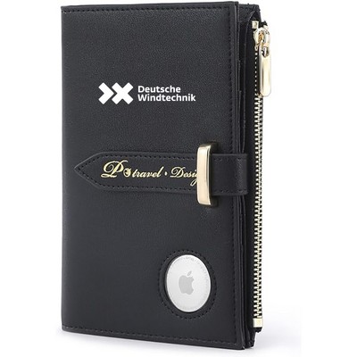 Airtag Passport Holder , RFID Blocking Travel Passport Case with Credit Card Holders, Bifold