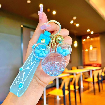 Blue Mickey Head Keychain with colored piece beads