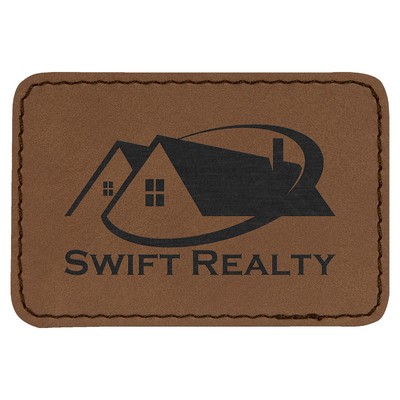 3"x2" Rectangle Patches, Dark Brown Laserable Leatherette