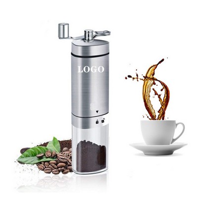 8" Stainless Steel Manual Coffee Grinder w/6 Adjustable Grind Settings & Ceramic Burr