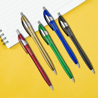 Plastic Ballpoint Click Pen with Metallic Accent