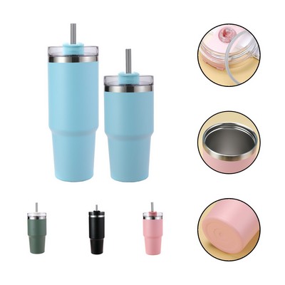 Tumbler with Straw and Lid Iced Coffee Travel Mug Cup